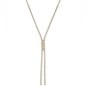 INC gold tone crystal lariat necklace